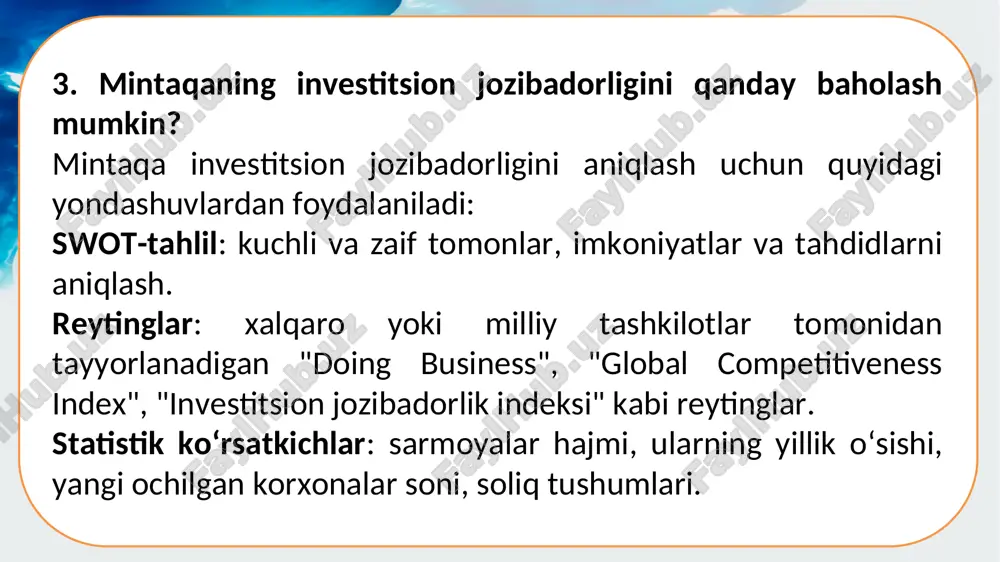 hri deb e'lon qilingan va aynan shu birinchi eih bo'lgan degan fikr tarafdoridirlar. keyinchalik esa “erkin portlar” tashkil qilingan, bu hududda tovarlar uchun xaridorlar topilgunicha, tovarlarga boj to'lovlari to'lanmasdan omborlarda saqlanishi mumkin bo'lgan. dastavval “erkin portlar” ichki bozorni rivojlantirish uchun tashkil qilingan, keyin esa, xalqaro savdoning rivojlanishiga qo'shilish maqsadida tashkil qilingan. “erkin portlar” genuyada (1595 y.), venetsiyada (1661 y.), marselda (1669 y.), rossiyada-odessada (1817 y.), vladivostokda (1862 y.), batumida (1878 y.) tashkil qilingan. ular porto-franko nomi bilan mashhur bo'lgan. xx asrning boshlarida porto-frankolar maltada, sulinda, singapurda, adeneyada mavjud edi. ikkinchi jahon urushigacha 26 mamlakat va hududlar ishtiroki bilan 75 ta erkin portlar va erkin savdo hududlar tashkil qilingan. eihlarning ikkinchi bor tug'ilishi, paydo bo'lishi xx asrning ikkinchi yarimlariga to'g'ri keldi. 1990-yillarga kelib statistik ko'rsatkichlarga ko'ra, dunyo bo'yicha 1000 dan ortiq, 2004 yilda 2500 dan ortiq turli xildagi eih faoliyat ko'rsatdi, ulardan 1500 tasini erkin tadbirkorlik hududlari, 700 tasini eksport – …