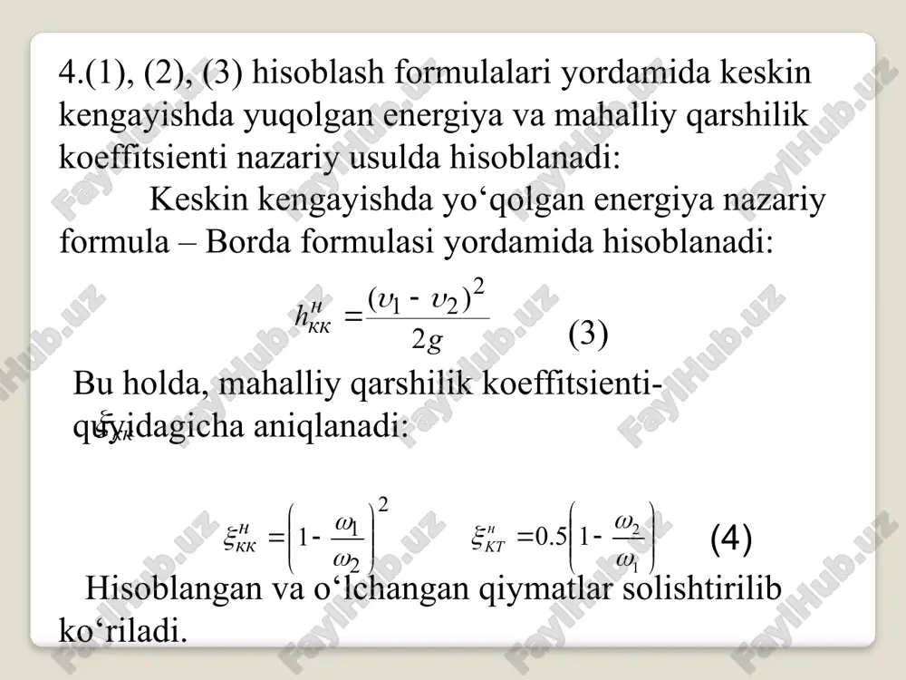 mahalliy qarshilik koeffitsientlarini hisoblovchi formula - Page 4