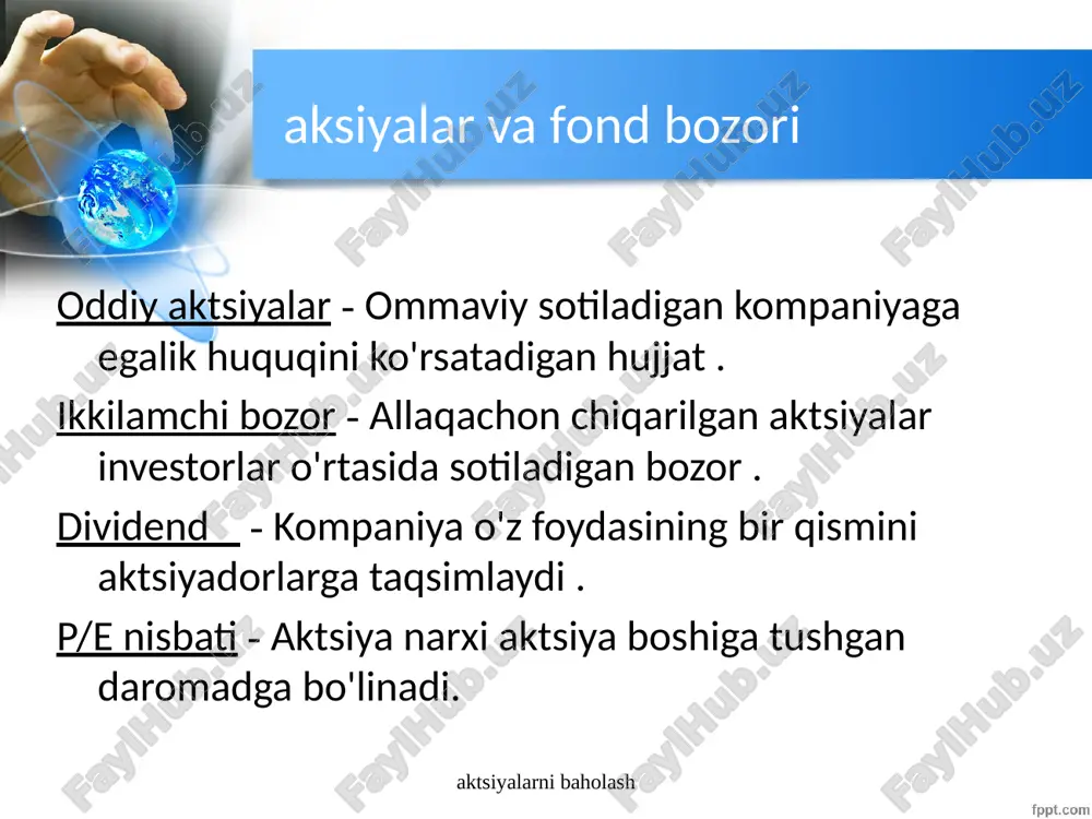 r narxini to'lagan investorlar xavf sozlangan talab qilingan daromad darajasidan pastroq daromad olishadi. kompaniyalar o'sishi va zaxiralar o'sishi spekulyativ kompaniyalar va spekulyativ aksiyalar spekulyativ kompaniyalar kimning aktivlari katta xavfni o'z ichiga oladi, lekin u ham katta daromad olish imkoniyatiga ega spekulyativ aksiya past yoki salbiy daromad stavkalarining yuqori ehtimoli bor spekulyativ aksiyalar haddan tashqari baholangan, bozor kelajakdagi davrda aksiya narxini uning haqiqiy qiymatiga moslashtirishi ehtimoli yuqori bo'lishiga olib keladi, past yoki ehtimol salbiy daromad stavkalarini boshdan kechiradi ajoyib o'sish zaxirasi sezilarli darajada ortiqcha baholangan bo'lishi mumkin firmaning umumiy strategik yondashuvi porter ikkita asosiy strategiyani taklif qiladi: kam xarajatli strategiya firma arzon ishlab chiqaruvchi va shuning uchun o'z sanoatida xarajatlar yetakchisi bo'lishga intiladi xarajatlarning afzalliklari sanoatga qarab farq qiladi va miqyosda iqtisod, xususiy texnologiya, differentsiatsiya strategiyasi xaridorlar uchun muhim bo'lgan sohada o'zini sanoatda noyob sifatida ko'rsatadi kompaniya o'zini farqlashga harakat qilishi mumkin uning tarqatish tizimi yoki qandaydir noyob marketing yondashuvi bo'yicha …