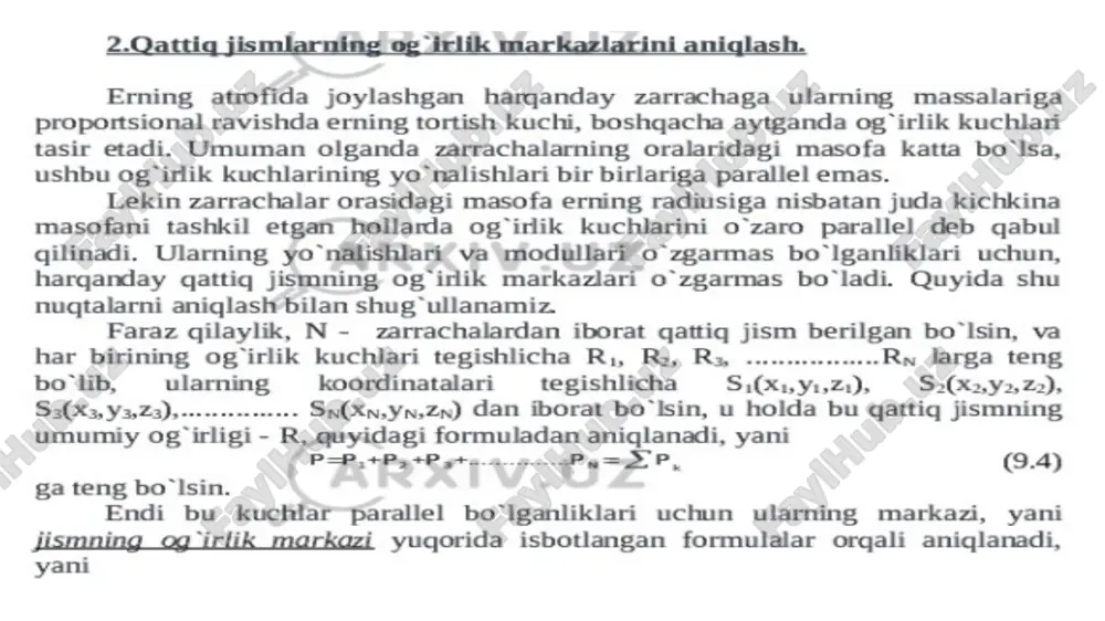 og irlik markazi. parallel kuchlarning markazlarini aniqlash. - Page 4
