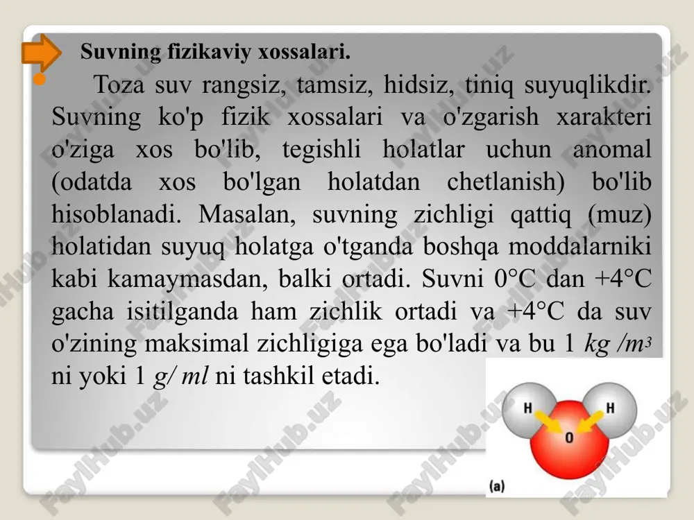 yoki hajmiy miqdoridagi erigan modda miqdori eritmaning konsentratsiyasi deyiladi. eritmalar konsentratsiyasi bir necha usul bilan ifodalanadi. foiz konsentratsiya-100g eritmada necha gvamm erigan modda borligini ko‘rsatadi va foiz bilan ifodalanadi. foiz konsentratsiya (%) ni quyidagi formula bilan ifodalash mumkin. bunda m - eruvchi moddaning massasi m1- eritmaning massasi agar eritmaning massasi uning zichligi (d) va hajmi (v) orqali ifodalansa m1=d·v bo‘lgani uchun ifoda quyidagicha bo’ladi: molyar konsentratsiya bir litr eritmada earigan moddaning grammlar hisobida olingan mollari soni bilan ifodalanadi va m bilan belgilanadi. molyar konsentratsiyani cm, eritmaning hajmini v erituvchi moddaning massasini m1 va uni nisbiy m olekulyar massasini mr bilan belgilasak, ular orasidagi bog‘lanish quyidagi formula yordamida ifodalanadi: m ning oldiga quyiladigan raqamlar eritma konsentratsiyasi necha molyarligini bildiradi. masalan: 2m na2co3 sodaning 2 molyar eritmasi bo‘lib, 1 l shunday eritmada 2 mol ya’ni 106·2 =212 g soda erigan bo‘ladi. normal yoki ekvivalent konsentratsiyasi. erigan moddaning 1 l eritmadagi ekvivalentlar soni …