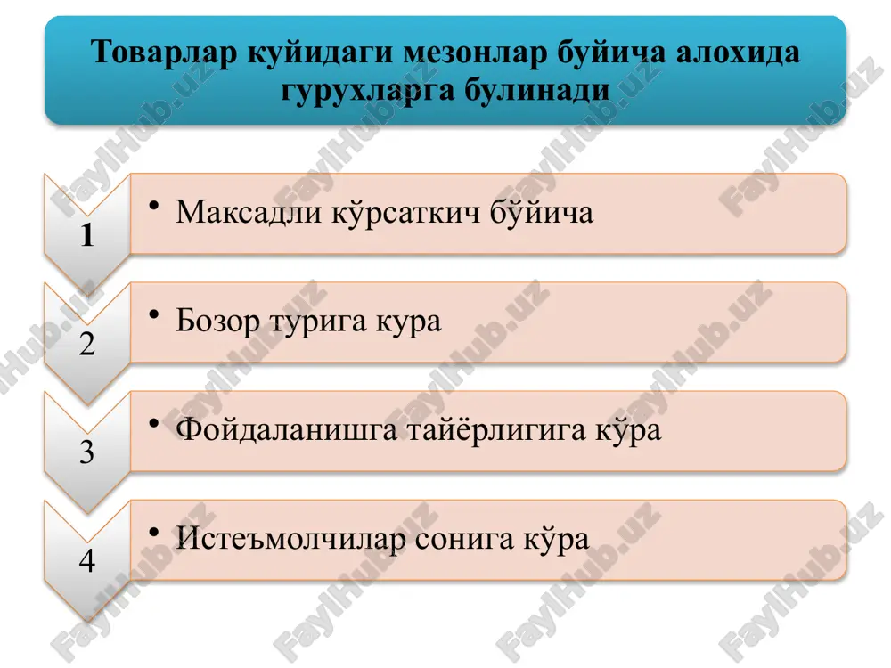 larning 85%ga yaqini vizual axborotga asoslanadi; iste'mol tovarlari marketingining asosiy vazifalaridan biri – belgilangan tovar markalariga nisbatan xaridorlarning afzal ko'rishini shakllantirish va xaridni amalga oshirish davomida ularni identifikatsiya qilish darajasining yuqori bo'lishini ta'minlashdir; yangi kommunikatsiya vositalari izlab topish. brendingdan marketingda foydalanishni yuzaga keltirgan asosiy sabablar quyidagilar: savdo markalariga bog'liq bo'lgan asosiy qarorlar savdo markasini pozitsiyalash. xususiyati. afzalliklari (ustunliklari). qimmati va ishontirishi savdo markasi nomini tanlash. tanlov. himoya. savdo markasi egasi. ishlab chiqaruvchini savdo markasi. xususiy savdo markasi. litsenziyali savdo markasi. savdo markasini birgalikda ishlatish. savdo markasini rivojlantirish. assortimentni kengaytirish. savdo markasini kengaytirish. multimarkali strategiya. yangi markalarni yaratish strategiyasi. brending bu: markani ommalashtirish jarayoni bo'lib, uning davomida firma belgisi iste'molchi tomonidan eslab qolinadi; xaridor ongida raqobatchilarning tovar va xizmatlaridan ajratib turadigan farqlarni belgilash uchun tovarlar va xizmatlarning barqaror jalb etuvchan markalari yaratish; iste'molchi bilan uzoq muddatli ijobiy o'zaro munosabatlar o'rnatish maqsadida savdo markasi, tova va firmani kompleksli boshqarish jarayoni; alohida tovar …