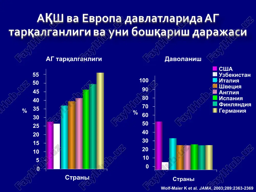 fibro-muskulyar displaziya (multifokalnaya) stenoz va anevrizmatik kengaygan sohalarni almashib kelishi. bemorlarning 1/3 qismida ikki tomonlama zararlanish uchraydi. * fibro-muskulyar displaziya (fokalnaya) ko'pincha yoshlarda uchraydi, yuqori darajali yorilish yoki buyrak infarkti xavfiga ega bo'lgan poststenotik dilyatatsiya aniqlanadi. * (tubulyarnaya) fibro-muskulyar displaziya stenotik zararlanish buyrak arteriyasining o'rta, distal qismlarida uchraydi. * nospetsifik aorto-arteriit davomli tubulyar zararlanish tarmoqlarni ham qamrab oladi, jarayon tizimli xarakterga ega. * noinvaziv diagnostika: uzdg, yamrt, kta kaptopril sinama renin sinama stsintigrafiya buyraklar stsintigrafiyasi kaptopril qabulidan keyin buyraklar stsintigrafiyasi chap buyrak arteriyasi stenozi uzi – qorin aortasi manzarasi strelka bilan chap buyrak arteriyasi ko'rsatilgan rangli dopplerografiya 3-o'lchamli ultratovush angiografiya. chap buyrak arteriyasi stenozi va ikkilangan o'ng buyrak arteriyasi mrt angiografiya 3-o'lchamli ultratovush angiografiya. qo'shimcha o'ng buyrak arteriyasi pastki shoxlanishi bilan mrt angiografiya vazorenal gipertenziya bo'lgan bemorda chap buyrak arteriyasi ultratovush dopplerografiyasi vazorenal gipertenziya bo'lgan bemorda chap buyrak arteriyasi ultratovush dopplerografiyasi kaptopril qabul qilgandan keyin mrt-angiografiya abdominal aortadagi ateromatoz pilakcha …