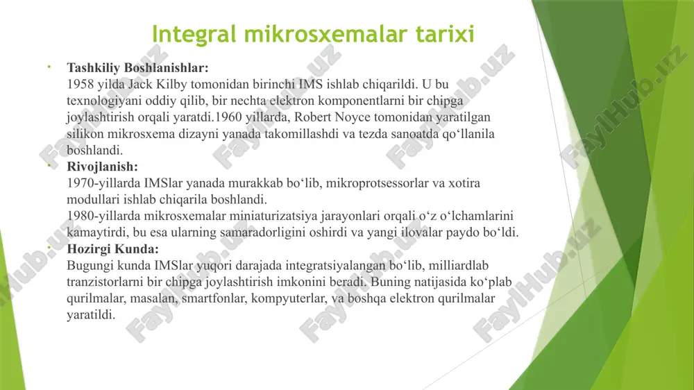 giyalarning asosiy komponentlari hisoblanadi. ularning tasnifi va shartli belgilanishi ko‘plab sohalarda innovatsiyalarni keltirib chiqaradi. kelajakda imslar ishlab chiqarish va foydalanish jarayonida yanada rivojlanib boradi, bu esa texnologiyalarning yanada samarali va ko‘p funksiyali bo‘lishiga olib keladi. image1.jpeg image2.jpeg image3.jpeg image4.jpeg image5.jpeg image6.jpeg image7.jpeg image8.png image9.png image10.jpeg image11.jpeg image12.jpeg image13.jpeg image14.png /docprops/thumbnail.jpeg