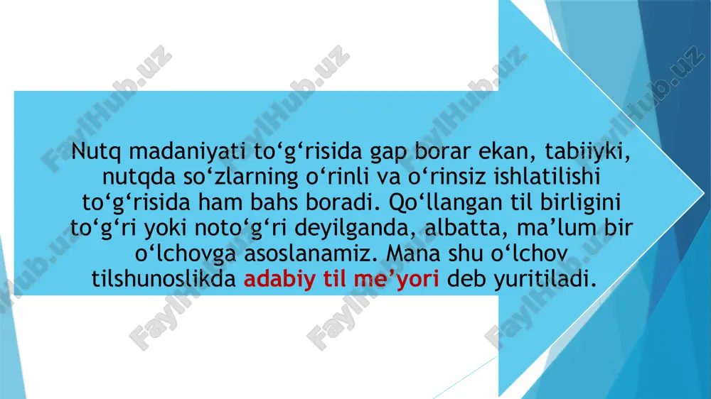 q ta’sirida kuchsizlangan. aytish mumkinki, hozirgi kunda o‘zbek tilining yetakchi shevalarida qaratqich kelishigi tushum kelishigi bilan aynan bir xil shaklda qo‘llanadi (daraxtni bargi, kitobni o‘qimoq kabi). o‘zbek tilining o‘ziga xos so‘z yasalishi me’yorlari mavjud. har qanday yasaladigan so‘z shu me’yorlar doirasida bo‘lmog‘i shart. bu me’yorlarga amal qilinmasdan yasalgan so‘z tilning lug‘at tarkibidan o‘rin ololmaydi. masalan, -gich (-g‘ich, -qich, -kich) qo‘shimchasi faol yasovchi qo‘shimchalardan bo‘lib, tilimizdagi mavjud so‘z yasalish me’yorlariga ko‘ra fe’lga qo‘shiladi va narsa-qurol, ya’ni fe’ldan anglashilgan harakatni bajaruvchi qurol otini yasaydi: suzgich, tekislagich, chizg‘ich, qirg‘ich, qisqich, ko‘rsatkich kabi. o‘zbek tilida quyidagi nutq uslublari farqlanadi: 1) so‘zlashuv uslubi, 2) rasmiy uslub, 3) ilmiy uslub, 4) publitsistik uslub, 5) badiiy uslub. bu uslublarning har biriga xoslangan grammatik shakllar, so‘z, so‘z birikmasi, gap va intonatsion vositalar mavjud. ana shu xoslanish o‘zbek adabiy tili uslubiy me’yorlarining asosidir. aniqroq aytiladigan bo‘lsa, uslubiy me’yorlar muayyan sohadagi aloqani ta’minlaydigan nutqning mazmuni, maqsadi va vazifasi uchun mos …