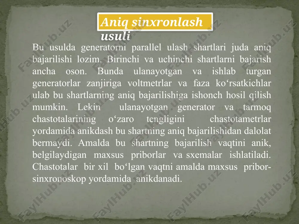 sinxron mashinani elektrtarmogʻigaparallel ulash - Page 4