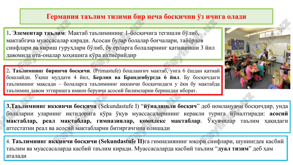 universitetning 4 yilligi. ularning ta'lim tizimi juda yaxshi bo'lgani sababli, yaponiyada dunyoning eng yaxshi o'qitiladigan aholisi (100% majburiy sinflarga va noqonuniy savodsizlikka ega) mavjud. o'rta maktab (koukou) majburiy bo'lmasa-da, o'rta maktabni ro'yxatga olish hali ham juda baland: shaharlarda 96% dan ortiq va 100% ga yaqin. yapon maktabida bolalar aynan nimani o'rganadi? ular o'qitadigan fanlar orasida yapon tili, matematika, ijtimoiy tadqiqotlar, musiqa, qo'l mehnati san'atlari, jismoniy tarbiya va uy iqtisodiyoti (oddiy pazandalik va tikuvchilik ko'nikmalarini o'rganish) kiradi. deyarli barcha o'rta maktablar o'quvchilariga maktab formasini (seifuku) kiyishni talab qiladi. boshlang'ich va o'rta maktablarda tushlik (kyuushoku) standartlashtirilgan taomnomada taqdim etiladi va sinfda eyiladi. shunday qilib, o'quvchilar va o'qituvchilar birgalikda ovqatlanish vaqtida yaxshi aloqalar o'rnatadi. ta'limining o'ziga xosligi yaponiyada o'quv yili 240 kun (aqsh 180). o'quv yili 1 apreldan boshlanib martda tugaydi. yozgi kanikul iyun oyining oxirida boshlanib, avgustda tugaydi. darslar 7 soatdan o'tiladi. dorilfununlarga katta o'rta maktabni yoki 12 yillik oddiy maktabni tugatgan …