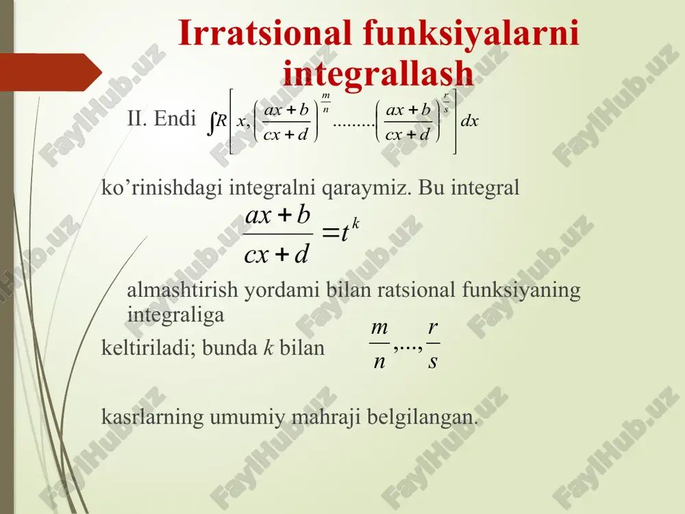 ba’zi irratsional va trigonometrik funksiyalarni integrallash - Page 4