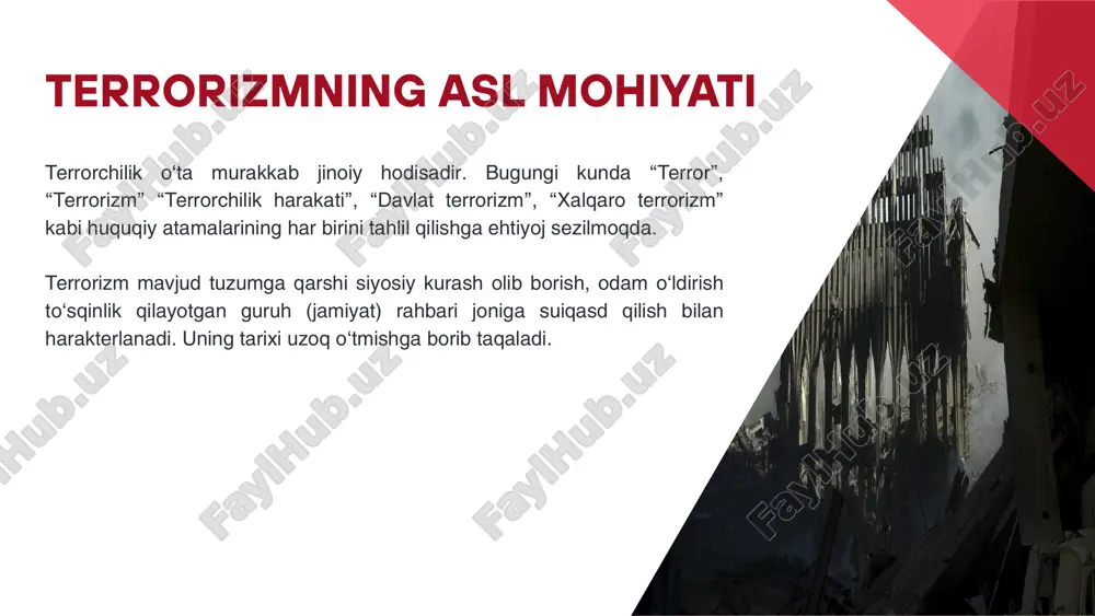 inoyat kodeksi” “o‘zbekiston respublikasida g‘ayriqonuniy jamoat birlashmalari va diniy tashkilotlarning, oqimlar, sektalarning faoliyatida qatnashishga undash, shunday harakatlar uchun ma’muriy jazo qo‘llangandan keyin sodir etilgan bo‘lsa,- eng kam ish haqining yigirma besh baravaridan ellik baravarigacha miqdorda jarima yoki uch yilgacha axloq tuzatish ishlari yohud olti oygacha qamoq yoki uch yilgacha ozodlikdan maxrum qilish bilan jazolanadi. 102-modda tatu e’tiboringiz uchun rahmat! image1.png image2.png image3.jpeg image4.png image5.png image6.png image7.png image8.png /docprops/thumbnail.jpeg