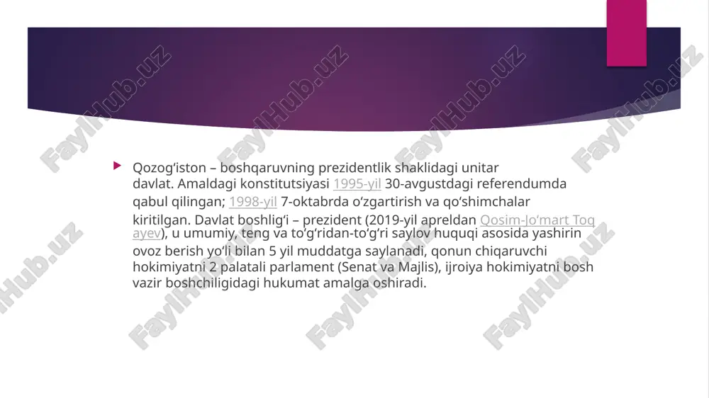 lug’laydigan g’ururli xalqlar diyori. mahalliy aholi o’zlarining mehmondo’stligi bilan mashhur va yaxshi sabablarga ko’ra – bu ’to’liq loyiq. sssr parchalanganidan keyin qozog‘iston o‘z yo‘lidan bordi va o‘tgan vaqt ichida bu davlat oldinga ulkan qadam tashladi, jadal sur’atlar bilan rivojlandi. „the world factbook“. cia.gov. central intelligence agency. qaraldi: 12-mart 2019-yil. ↑ jump up to:4,0 4,1 4,2 „world economic outlook database, october 2019“. imf.org. international monetary fund. qaraldi: 3-noyabr 2019-yil. ↑ jump up to:5,0 5,1 5,2 „world economic outlook database, april 2020“. imf.org. international monetary fund. qaraldi: 20-aprel 2020-yil. ↑ bank, world (8–iyun 2020–yil). „global economic prospects, june 2020“. openknowledge.worldbank.org. world bank. 80-bet. qaraldi: 10–iyun 2020–yil. ↑ „poverty headcount ratio at national poverty lines (% of population)“. data.worldbank.org. world bank. qaraldi: 7-may 2019-yil. ↑ bank, world (9–aprel 2020–yil). „europe central asia economic update, spring 2020 : fighting covid-19“. openknowledge.worldbank.org. world bank. 53, 54-bet. qaraldi: 9–aprel 2020–yil. e’tiboringiz uchun raxmat image1.jpeg image2.jpg image3.png …
