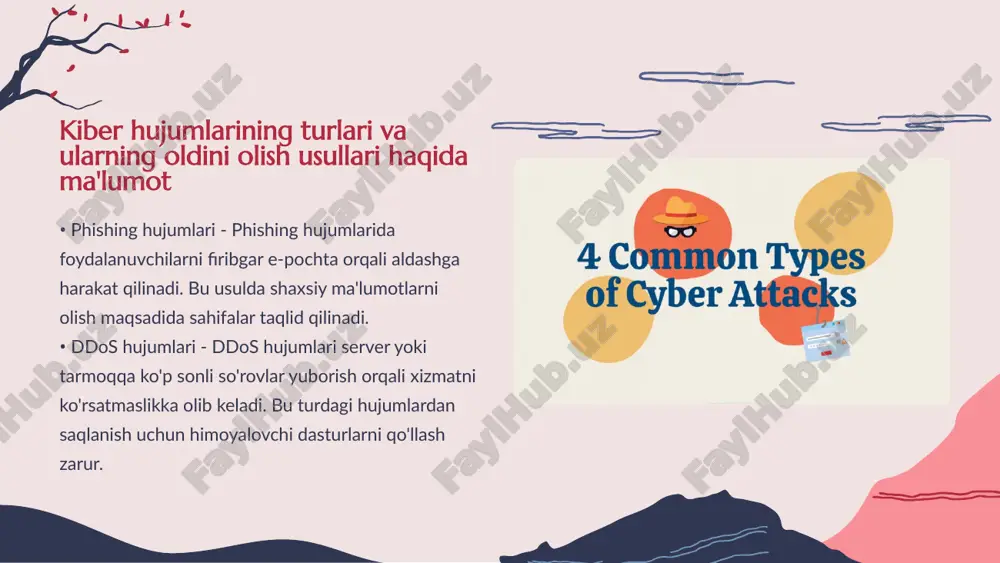 uriy bosqichlardir. • boshqarish strategiyalari - xavf-xatarlarni boshqarish uchun strategiyalar ishlab chiqish ahamiyatlidir va bu xavfsizlikni ta'minlaydi. • ta'lim va malaka oshirish - xodimlar kiber xavf-xatarlarni baholash va boshqarish jarayonlarida yaxshi tayyorgarlikka ega bo'lishlari zarur. kiber xavf-xatarlarni baholash va boshqarish jarayonlarini o'rganish • texnologiyalarning rivojlanishi - kiberxavfsizlik sohasida texnologiyalarning doimiy rivojlanishi muhimdir • yangi imkoniyatlar - yangiliklar yangi xavfsizlik imkoniyatlarini yaratadi va tajovuzlarga qarshi kurashishga yordam beradi kiberxavfsizlik uchun texnologiyalarning yangiliklarini kuzatib borish zarur • kiber hujumlarning ta'siri - kiber hujumlar korxonalar uchun jiddiy moliyaviy yo'qotishlar tug'diradi. bu yo'qotishlar nafaqat to'g'ridan-to'g'ri zararlar, balki obro'si va mijozlar ishonchiga ham ta'sir ko'rsatadi. • ishlab chiqarishning to'xtashi - kiber hujumlar natijasida ishlab chiqarish jarayonlari to'xtab qolishi mumkin. bunday holatlar korxonalarning foydasi pasayishiga olib keladi va iqtisodiyotni larzaga soladi. • tizim xavfsizligi xarajatlari - hujumlar oldini olish uchun korxonalar xavfsizlik chora-tadbirlariga katta mablag' sarflashga majbur bo'lishadi. bu xarajatlar iqtisodiyotni kuchaytirishdan ko'ra moliyaviy yukni oshiradi. …