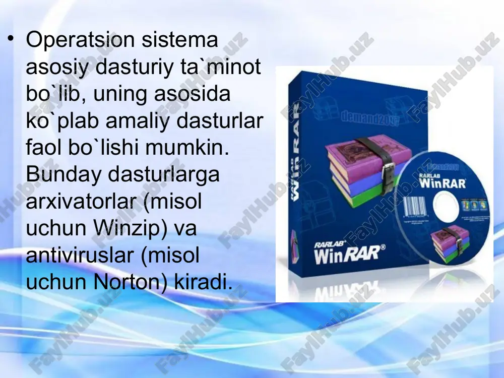 ngi arxivator dasturlari yaratilmasligiga hech kim kafolat bera olmaydi. zero xxi asr kompyuter asri bo`lib qolishi kerak deb bejiz aytilmagan. winzip dasturining ish usuli winzip dasturining ikki ish usuli: winzip wizard (master winzip) va winzip classic (klassik usuli) mavjud. ish usulini tanlashni winzip dasturini kompyuteringizga o`rnatgandan so`ng amalga oshirishingiz mumkin. ish davomida esa boshqaruv elementlari yordamida bemalol bir usuldan boshqa usulga o`tish mumkin. winzip wizard usuli soddaroq usul bo`lib, bir marotabali ma`lum vazifani - hosil bo`lgan faylni arxivdan chiqarishga mo`ljallangan. arxivlardan chiqarish winzip dasturini boshlang’ich menyu orqali ishga tushiring. chiqarishingiz kerak bo`lgan arxivni oching. buning uchun winzip wizard bosh oynasida file open archive (fayl - arxiv ochish)ni tanlang. yoki winzip bosh oynasida oren (chiqarish) tugmasini bosing. agar arxiv qattiq diskda joylashgan bo`lsa ish mobaynida ilgari ochilgan bo`lishi ham mumkin. bu holda arxivni favorites (taylangan) buyruq tugmasi orqali ochish qulayroqdir. bu buyruq tugmasini birinchi bor qo`llaganingizda, winzip shaxsiy kompyuterning barcha qattiq …