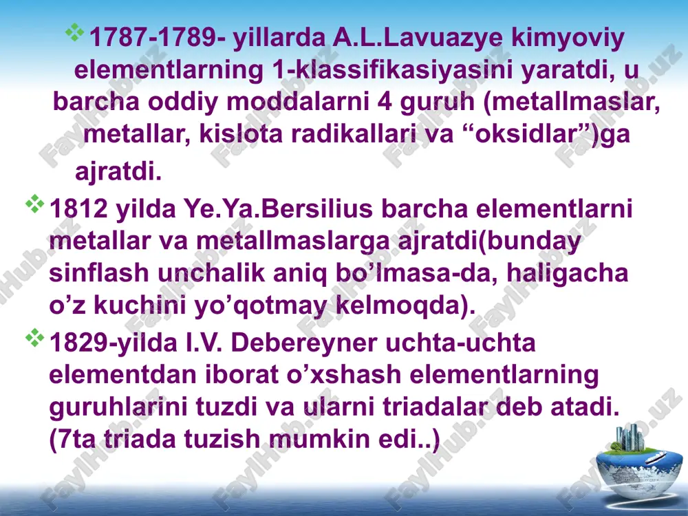 hanuzgacha katta aziyat ko’rmoqda. buni qarangki, kislotalar bu metallani eritish u yoqda tursin uni passiv qilib qo’yadi. u qimmatbaho toshlar tarkibiga kiradi. metallni toping??? 22 muammoli savol-3 bu metallning tuzlari o’zining rang-barang tovlanishi bilan ajralib turadi. nomi grek mifologiyasida kamalak ma’budasi sharafiga atalgan. hozrigi kunda bu metalldan xotira-fleshka tayyorlanadi. sun’iy fotosintez hosil qilishda u metalga murojaat etiladi. metallni toping??? 23 thank you ! logo 24 image9.png image10.png image11.jpeg image12.png image13.png image14.png image15.png image16.png image17.png image18.png image19.png image20.jpeg image21.png image22.png image23.jpeg image24.png image25.jpeg image26.png image27.png image28.png image29.png image30.png image1.png image2.png image3.png image4.png image5.png image6.png image7.png image8.png /docprops/thumbnail.jpeg