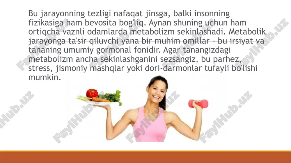 hbu protseduralar metabolizmni sezilarli darajada yaxshilashi mumkin. shuni ham yodda tutish kerakki, spirtli ichimliklar va chekish metabolik jarayonlarni pasaytiradi. kasallikka qarshi kurashda yomon odatlardan voz kechish kerak bo'ladi. metabolik sindromning asosiy sababi noto'g'ri ovqatlanishdir. avvalo, oddiy uglevodlardan voz kechish va ularni murakkab uglevodlar bilan almashtirish kerak. buning uchun un va shirinliklarga emas, balki donga ustunlik bering. metabolik sindromga qarshi kurashda ovqatni tuzsizlantirish kerak. ratsionga sabzavotlarni kiritish juda muhimdirmevalar. ular vitaminlar va mikroelementlarga boy. gastrit: umumiy ma'lumot ko'pincha metabolik jarayonlarning buzilishi gastritning sababi hisoblanadi. ushbu kasallik bilan bemorda oshqozon shilliq qavatining yallig'lanishi mavjud. bugungi kunda gastrit kattalarda ham, bolalarda ham uchraydi. birinchi alomat - sekin metabolizm. natijada, bemorda buzilish va energiya etishmasligi kuzatiladi. gastrit bilan odamda oshqozonda og'irlik, kuyish, qusish, shishiradi va meteorizm bo'lishi mumkin gastrit bilan bemorga kontrendikedir yog'li ovqatlar; alkogol; achchiq; gazlangan ichimliklar. gastritning dastlabki belgilarida siz shoshilinch ravishda shifokoringizga murojaat qilishingiz kerak. u nafaqat organizmdagi metabolik jarayonlarni yaxshilaydigan …