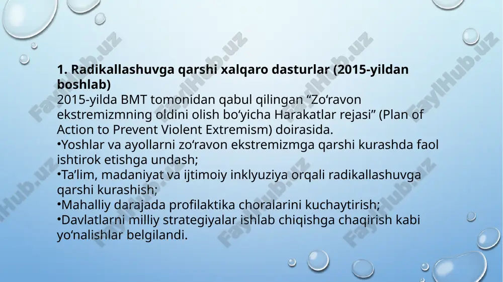 bmtning global antiterror strategiyasi va terrorizmga qarshichoralar - Page 4