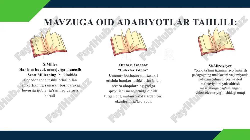 o‘rnak bo‘laman”mavzusida “ otalar ” majlisini tashkil etish 2.bitiruvchilarni qiziqtirgan otm to’g‘risida davra suhbati va qiziqarli treninglar o‘tkazish maktab rahbariyati har oyda bir marta ota-onalar o‘z farzandlarini qiziqishlarini bilib oladilar,maktabda darslar sifati va o‘qituvchilar o‘z ustida ishlashlariga ijobiy ta’sir ko‘rsatadi 3 ota-onalar va jamoatchilik faoliyatini muntazam rag‘batlantirib borish va ular uchun ko‘ngilochar tadbirlar tashkil etish 1.ota-onalar jamoatchilik bilan birgalikdagi sport musobaqalari va ko‘rik tanlovlar o‘tkazish. 2.har chorak yakunida eng faol ota-onalarga tashakkurnomalar topshirish maktab rahbariyati sinf rahbarlar bir o‘quv yilida kamida to‘rt marotaba ota-onalarni, jamoatchilikni maktab hayotiga jalb etish va ular bilan samarali muloqot jarayoniga erishiladi chora -tadbir rejasi fr e’tiboringiz uchun rahmat image4.png image5.png image6.png image7.png image8.png image9.png image10.jpeg image11.png image12.png image13.png image14.png image15.gif image16.jpeg image17.jpeg image18.png image19.png image20.png image21.jpeg image22.jpeg image23.png image24.jpeg image25.jpeg image26.jpeg image27.png image28.png image29.png /docprops/thumbnail.jpeg