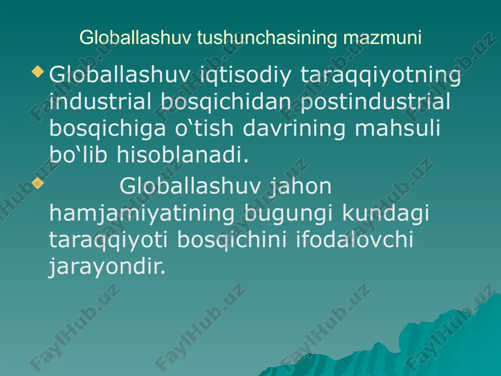 romadning mamlakatlarning alohida guruhlari o'rtasida taqsimlanishi, %* mamlakatlar guruhlari dunyo daromadidagi ulushi dunyo aholisi sonidagi ulushi jon boshiga eng past daromadli mamlakatlar 7 36 jon boshiga o'rtacha daromadli mamlakatlar 32 48 jon boshiga eng yuqori daromadli mamlakatlar 61 16 mamlakat iqtisodiy xavfsizligini keng xalqaro hamkorliksiz taʼminlash mumkin emas. chunki yuzaga kelayotgan muammolarni faqat milliy vosita va mexanizmlar yordamida hal etib bo‘lmaydi. shu bois “milliy iqtisodiy xavfsizlik” va “xalqaro iqtisodiy xavfsizlik” kabi tushunchalar o‘rtasida aloqadorlik kuchayib bormoqda. xalqaro iqtisodiy xavfsizlikni taʼminlash milliy iqtisodiy xavfsizligini taʼminlashning muhim sharti sifatida qaraladi. milliy va xalqaro iqtisodiy xavfsizlik o‘rtasidagi bog‘liqlik milliy iqtisodiy xavfsizlik xalqaro iqtisodiy xavfsizlik image1.jpeg image2.gif image3.gif image4.gif image5.gif image6.gif image7.gif image8.gif image9.gif image10.gif image11.gif image12.gif image13.gif image14.gif image15.gif image16.png /docprops/thumbnail.jpeg