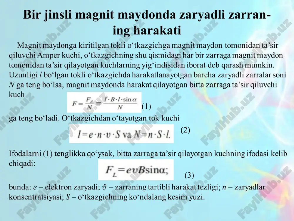 "bir jinsli magnit maydonida zaryadli zarralar harakati" - Page 4