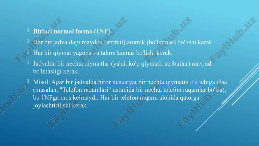 malumotlar bazasini normallashtirish - Page 4