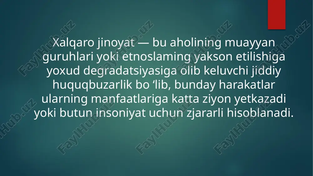a majbur qilish uchun garovga olingan shaxsni ushlab turishda davom etish kabi harakatlar tartibga solish obyekti sifatida ko'zda tutilgan. fuqaro aviatsiyasi xavfsizligiga qarshi qaratilgan g'ayriqonuniy aktlar. bu borada ikao tashkiloti doirasida bir qator bitimlar qabul qilingan. 1970-yilgi gaaga konvensiyasida qayd etilishicha, parvozdagi (eshiklaming yopilishidan to ochilishigacha bo'lgan davrda) havo kemalarini g'ayriqonuniy tarzda, kuch ishlatish yoki tahdid etish yo'li bilan qo'lga olish jinoyat hisoblanadi. 1971-yiigi monreal konvensiyasida belgilanishiga qaraganda, havo kemasi xavfsizligini xatar ostiga qo'yish; havo kemasini yakson etish; havo kemasiga portlovchi moddalar o'matish va boshqa shu kabi xatti-harakatlar parvozdagi havo kemasi bortida joylashgan shaxslarga nisbatan zo‘ravonlik akti, deyiladi. bu konvensiya parvozoldi tayyorgarligi boshlangan paytdan toki parvoz tugaganidan keyin 24 soat vaqt o'tganigacha bo'lgan oraliq davrda sodir etilgan harakatlarga nisbatan qo'llaniladi. 1988-yilda qabul qilingan konvensiyada jinoiy xatti-harakatlar, parvozdagi havo kemasiga, uning bortida joylashgan shaxslar yoxud mol-mulkka xavf soluvchi aktlar haqida so'z yuritiladi. umumiy qoidaga ko'ra, kema bortida tegishli yurisdiksiyani shu havo …