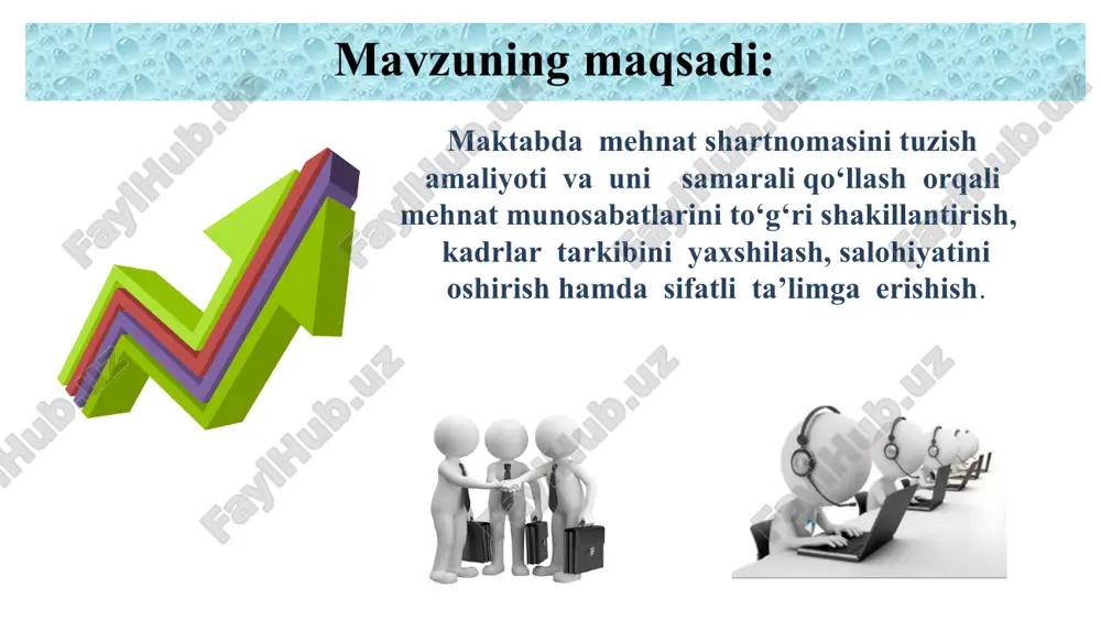 osida adolatli va shaffof to‘g ‘ri tashkil qilishni ta’minlash mavzuni qiyosiy tahlil etilganligi 10 t/r amaldagi holat (o’zbekistonda) amaldagi holat (xorijda) takliflar 3 . maktabda xodim imkoniyatlari ish haqi,ta’til,oylik haqida shartlarni muhokama qilish huquqi bor. xodimda istalgan ikki hafta oldindan ishdan bo ‘shashi to‘g‘risida ish beruvchini ogohlantirishi mumkin,oilaviy , sog‘lik ,bolali bo‘lish holatlarida ish soatini moslashtirilishi mumkin janubiy kareyada mehnat shartnomalari ta’lim vazirligi tomonidan tasdiqlangan standart asosida amalga oshiriladi. har bir viloyat yoki maktab o‘zgartira olmaydi.har bir o‘quv yilida kamida bir marta malaka oshirish yoki sertifikat olish majburiy belgilanadi. xodimlarning huquqiy savodxonliklarini va mehnat munosabatlarini rivojlantirish bo ‘yicha bilimlarini mustahkamlash uchun hududiy kambag‘allikni qisqartirish va bandlik bo‘limi organlari bilan hamkorlikda o‘quv seminar tashkil qilish maktab ta’limida mehnat shartnomasini tuzish amaliyoti va uni samarali qo‘llash ta’lim sifatini oshirish, pedagoglarning huquqlarini himoya qilish va ularning mehnat sharoitlarini yaxshilash uchun muhim ahamiyat kasb etadi. mehnat shartnomalarida o‘qituvchilarning ish yuklamasi, dars soatlari, dam olish …