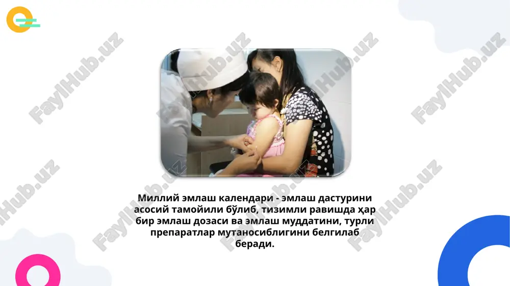 holash uchun viloyatlarda monitoringlar tashkil etish, sovuqlik zanjirini saqlash, transport, bojxona xarajatlari va boshqalar uchun xarajatlar smetalarini kiritish davlat byudjetida omborxona binolari, sovutkichlarni ta'mirlash va almashtirish hamda tibbiyot xodimlarini malakasini oshirish uchun alohida hisob bo'lishi 1 2 yaxshi amaliyotlar o'z. res. moliya vazirligi va ssvga moslashtirilgan rejalashtirish dasturi moliya xodimlarini emlash dasturini rejalashtirish va o'qitishda jalb etish 1 2 sog'liqni saqlash tizimini moliyalashtirishda boshqa yo'nalish yutuqlarida immunoprofilaktikani axamiyatini ko'tarish 2018 yilda turg'un moliyalashtirish bilan bir yo'la barcha mablag' ajratildi. shprits va xavfsiz qutilar 25% zaxira bilan olindi 3 4 e'tiboringiz uchun raxmat! image11.png image12.svg image3.png image4.svg image5.png image6.svg image7.png image8.svg image9.png image10.svg image13.png image14.png image15.png image16.png image17.png image18.png image19.png image21.emf image20.png oleobject2.bin image22.png image23.png image24.png image25.png image26.png image27.png image29.png oleobject9.bin image30.emf oleobject10.bin image31.png image32.svg image1.png image2.svg .msftofcthm_background1_fill { fill:#ffffff; } 0000000000861,998,899,199,397,998,8919947,799,799,799,999,999,999,999,9020406080100120140160020406080100120199119921993199419951996199719981999200020012002200320042005200620072008200920102011201220132014201520162017emlash qamrovikasallanish diagramma1 1991 1991 1992 1992 1993 1993 1994 1994 1995 1995 1996 1996 1997 1997 1998 1998 1999 …