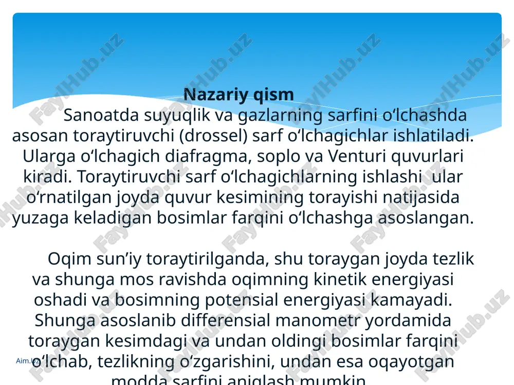 quvurichidagi diafragma ning sarf koeffitsientini aniqlash - Page 4