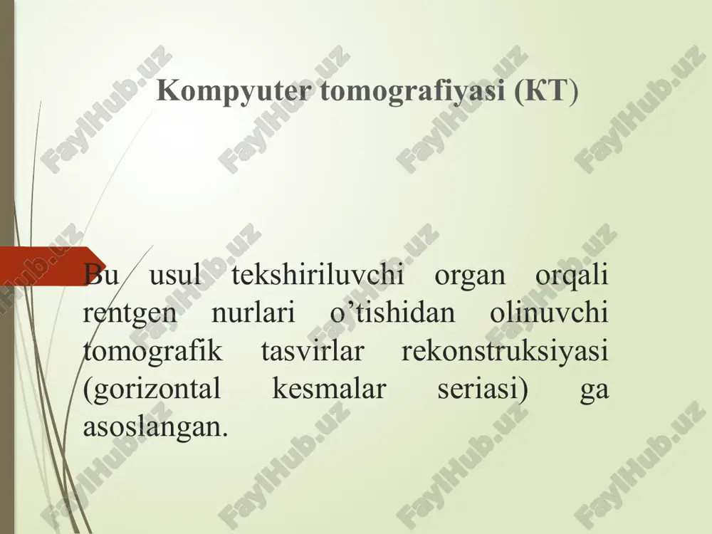 dal bo’shliqqa orqa miya anesteziyasi uchun, antibiotik va o’smaga qarshi vositalar kiritish. miyelografiya o’tkazish uchun rentgenkontrast yoki ssintigrafik sisternografiya o’tkazish uchun radioaktiv vosita kiritish. kalla suyagi ichidagi hajmli jarayonlar kalla ichi bosimining juda baland bo’lishi bilan birga kechib, lp o’tkazish xavfli, shuning uchun chakka yoki miyacha surilishini keltirib chiqarishi mumkin. sss bosimini o’lchash bo’shashgan holatga kelgan, yon tomon bilan yotgan, oyoq, tizza va son chanoq bo’g’imidan bukilgan bemorda o’tkaziladi. normada sss bosimi 80 dan 180 mm.suv.ust orasida bo’ladi. sss tekshiruva – bosh miya pardalari yallig’lanishi (meningit), subaraxnoidal qon quyilish va qobiqning o’smali (metastatik) zararlanishi tashhislarida muhimdir. elektroensefalografiya eeg – epilepsiyali va epileptik xurujlariga shubha bor bemorlarda asosiy tekshiruv usuli hisoblanadi. bu usulning yana ba’zi toksik va metabolik kasalliklarda, uyqu buzilishlarini o’rganishda diagnastik ahamiyati katta. chizilgan egri, miya biotoklari xarakteri tasvirlari - elektroensefalogramma deyiladi (eeg). elektroensefalogramma katta sondagi miya hujayralari aktivligini tasvirlaydi va ko’p komponentlardan tashkil topgan. sog’lom katta yoshli odamda …