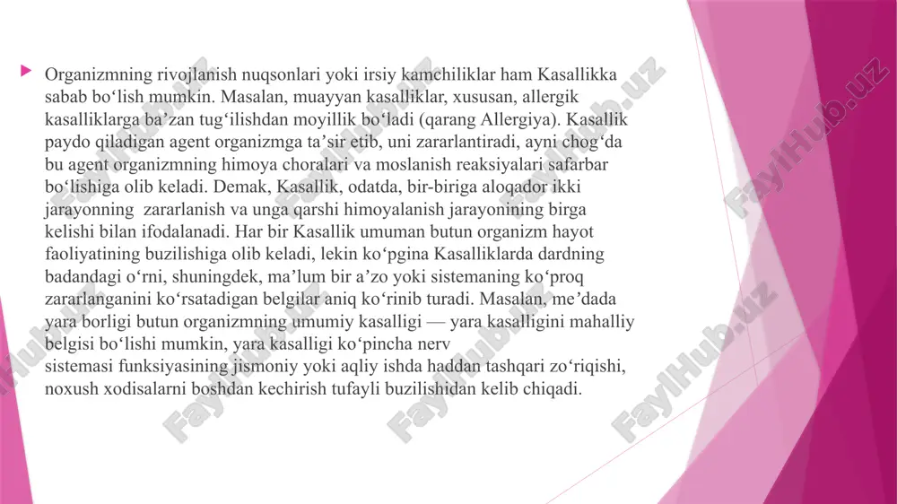 ruhiy salomatligi haqida g'amxo'rlik tug'ruqdan oldin boshlanishi kerak. kelajakda to'g'ri rejim, ovqatlanish, ovqatlanish odatlari, ijobiy misollar, mas'uliyat, intizom, ishga munosabat va do'stlik hissini singdirish muhim ahamiyat kasb etadi mehnat va o'qitish psixogigienasi. umumiy va xususiy (maxsus) savollarni ajratish kerak. masalan, kasb insonning qiziqishi va tarbiyasiga mos keladigan bo'lsa, u holda mehnat quvonch, mamnuniyat va ruhiy salomatlik manbai hisoblanadi. maishiy hayot psixogigienasi. avvalo, bu kundalik hayotda odamlar o'rtasidagi munosabatlar masalalari. ba'zi hollarda nizolar nevrotik kasalliklar, psixopatiya, ruhiy kasallarga chalinganlarni jalb qilishi mumkin. bunday odamlarni davolash va kasalxonaga yotqizish muhim psixogigiyena chorasi hisoblanadi oila va jinsiy hayot psixogigienasi. katta oila a'zolari orasida bir-birlariga bo'lgan muhabbat, do'stlik va o'zaro hurmat, kichiklarga nisbatan adolat, oilaning umumiy qarashlari va manfaatlari, ularning munosabatlaridagi zaruriy muvofiqlik - bularning barchasi baxtli oilani yaratishga yordam beradi, bolalarning to'g'ri tarbiyasini ta'minlaydi. jamoaviy hayot psixologiyasi. oiladagi, ishlab chiqarish jamoasidagi, maktab sinfidagi, yotoqxonadagi va boshqa har qanday kollektivlardagi odamlarning o'zaro munosabatlari inson …