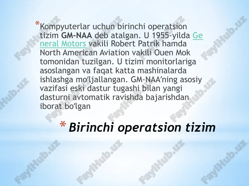 hilar va operatorlar, foydalanishga topshiruvchilar hamda kompyuterlarni ishlab chiquvchilarga boʻlingan edi. bu yillarda birinchi algoritmik tillar va birinchi tizim dasturlari — kompilyatorlar paydo boʻldi. protsessor vaqtining narxi oshdi, bu dasturni ishga tushirish oʻrtasida kamroq qoʻshimcha xarajatlarni talab qilgan. birinchi ommaviy ishlov berish tizimlari paydo boʻldi, ular birin-ketin dasturni ishga tushirishni avtomatlashtirdi va shu bilan protsessorning yuklanish koeffitsientini oshirdi. ommaviy ishlov berish tizimlari zamonaviy operatsion tizimlarning prototipidir. partiyalarni qayta ishlash tizimlarini amalga oshirish jarayonida rasmiylashtirilgan topshiriqlarni boshqarish tili ishlab chiqildi, uning yordamida dasturchi tizim va operatorga kompyuterda qanday ishni bajarishni xohlashini aytdi. odatda perfokartalar palubasi koʻrinishidagi bir nechta vazifalar toʻplami topshiriqlar paketi nomini oldi. uchinchi davr (1965-1980-yillar) kompyuterlar rivojlanishining uchinchi muhim davri 1965-1980-yillarga toʻgʻri keladi. bu vaqtda texnik bazada tranzistorlar kabi alohida yarimoʻtkazgichli elementlardan integral mikrosxemalarga oʻtish sodir boʻldi, bu esa yangi, uchinchi avlod ehmlariga ancha keng imkoniyatlar berdi. bu davr, shuningdek, dasturiy taʼminotga mos keladigan mashinalar oilalarini yaratish bilan tavsiflanadi. …