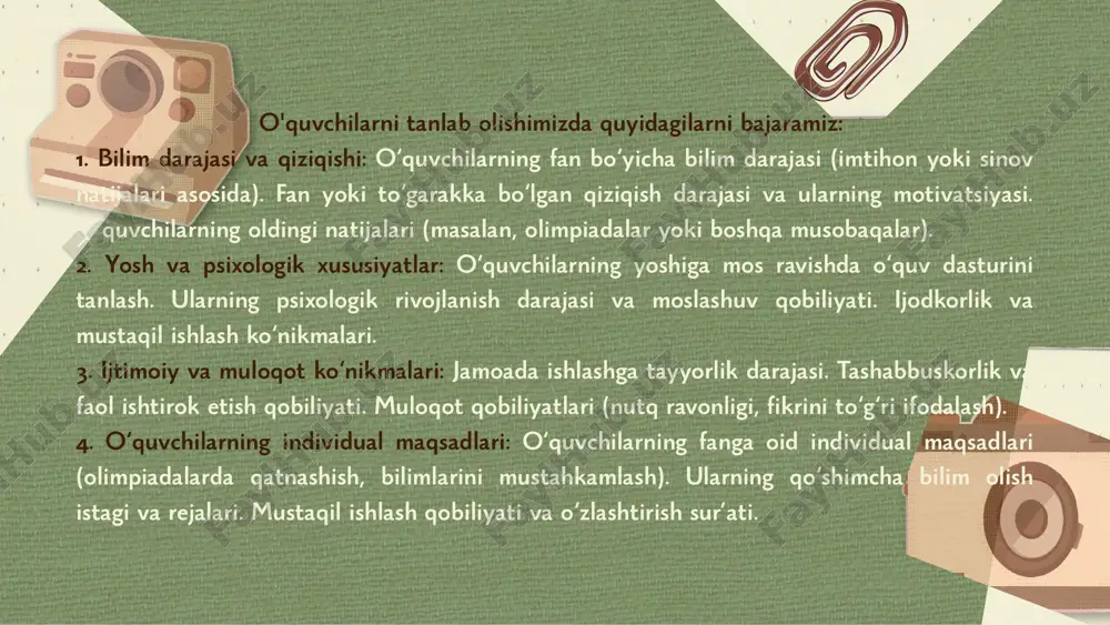 irishni va oddiy savol-javob shakllarini o‘rganadilar. grammatika jihatidan "to be" fe’li, o‘tmish zamon (didn't), va "eldest/youngest" kabi taqqoslash so‘zlari o‘zlashtiriladi. bundan tashqari, gaplarni bog‘lash va yozma ko‘nikmalarni shakllantirishga e'tibor qaratilgan. sintaksis bog‘lanishlarni tushunish. ular jumlalarni bir-biriga bog‘lab, ma'lumotlarni aniq va tartibli ifodalashga yordam beradi. masalan: 1. "most of our outdoor activities begin as things we do or join as a family." - bu jumlada "as" bog‘lovchi so‘zi faoliyatlarning oilaviy bog‘liqligini ko‘rsatadi. 2. "gymnastics started in the same way..." - bu yerda "in the same way" bog‘lovchi ifoda avvalgi fikrni davom ettiradi. 3. "she’s less sporty than i am..." - bu jumlada "than" bog‘lovchi so‘zi taqqoslashni bildiradi. sintaksis bog‘lanishlari matnning mantiqiy tuzilishini ta'minlaydi va o‘quvchi uchun tushunishni osonlashtiradi. grammatik ko'nikmalar. izoh: ushbu darsdagi mashqlar o‘quvchilarga quyidagi foydalarni beradi: o‘qib tushunish va ma'lumotni bog‘lashni o‘rgatadi (3a). boshqalar haqida gapirish va yozishni rivojlantiradi (3b). suhbat qurish va tinglash ko‘nikmalarini mustahkamlaydi (3c). natijada, o‘quvchilar …