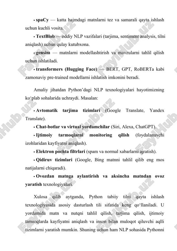 python dasturlash tili yordamida tabiiy tilni qayta ishlash texnologiyasi - Page 4