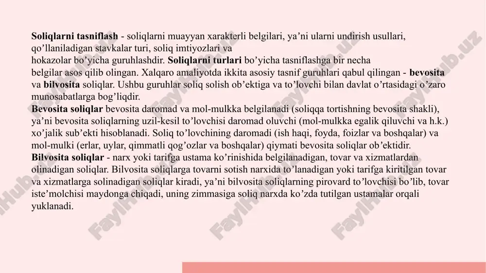 lgan summalar; izmatlar koʼrsatilishi faktini tasdiklovchi hujjatlarda koʼrsatilgan summalar. aktivlarning tekinga yoki kamaytirilgan qiymat boʼyicha berilishi hollarida beruvchi shaxsning aktivlari qiymati vujudga kelgan xarajatlar asosida, oluvchi shaxsning daromadlari esa - kirim qilingan baholash qiymati boʼyicha, lekin beriladigan aktivlarning tan- narxidan kam boʼlmagan miqdorda belgilanadi; foizlar sifatidagi daromad; dividendlar; tekinga olingan mol-mulk. e’tiboringiz uchun rahmat !!! image1.png image2.svg image3.png image4.svg image5.png image6.svg image9.png image10.svg image7.png image8.svg image11.png image12.svg /docprops/thumbnail.jpeg