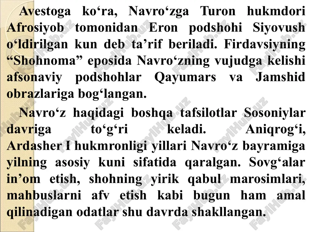 o'g'risida”gi qarori shahrimiz hayotini, jamolini butunlay o'zgartirib yubordi. 2009 yil 2-10 aprel kunlari yuneskoning parijdagi bosh qarorgohida toshkent shahrining 2200 yilligiga bag‘ishlangan yubiley tantanalari bo‘lib o‘tdi. 2009 yil 1-sentyabrda yunesko ishtirokida toshkentning 2200 yilligi nishonlandi. “toshkent – islom madaniyati poytaxti” 2007 yil yanvarda islom konferensiyasi tashkiloti tarkibidagi muassasalardan biri – ta’lim, fan va madaniyat masalalari bo‘yicha xalqaro islom tashkiloti (isesco) toshkentni islom madaniyatining poytaxti, deb e’lon qildi. toshkent bilan bir qatorda fes (marokash), tripoli (liviya), dakar (senegal) shaharlari ham “islom madaniyatining poytaxti”, deb e’lon qilindi. birinchi prezidentimiz islom karimov bu e’tirofni “o‘zbek xalqining islom madaniyati rivojiga qo‘shgan beqiyos hissasiga berilgan munosib baho”, deb ta’riflagan edi. 1997 yil 20 oktyabr – xiva shahrining 2500 yillik yubileyiga bag’ishlangan tantanali marosim o’tkazildi. 2007 yilda samarqand shahrining 2750 yilligi keng miqyosda bayram qilindi. amir temur maqbarasi, bibixonim va xazrati xizr masjidlari, shohi zinda me’moriy ansambli, mirzo ulug‘bek rasadxonasi, samarqand tumanidagi nodir devonbegi majmuasi, xo‘ja …