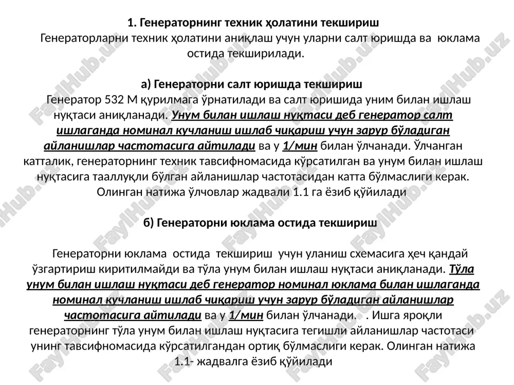 uzgaruvchan tok generatorining texnik xolatini aniqlash - Page 4