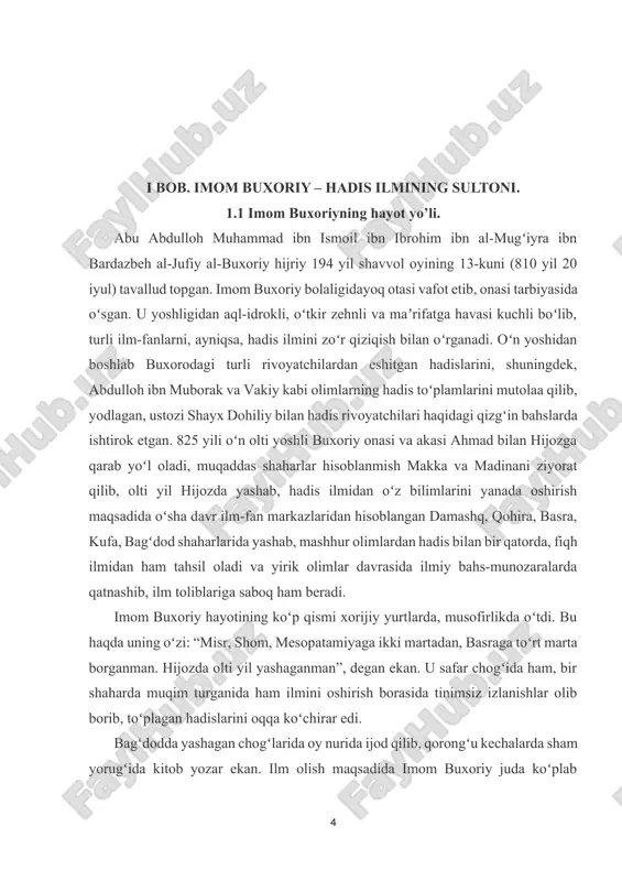 ibn muhammad al-masnadiy, muhammad ibn xalif ibn qutayba, ibrohim al-harbiy, abu iso at-termiziy, muhammad ibn nasr al-marvaziy, muslim ibn al-hajjoj kabi yetuk olimlar uning shogirdlaridir. termizlik mashhur muhaddis abu iso at-termiziy imom buxoriyga ham shogird, ham safdosh hisoblanib, ularning oʻzaro munosabatlari ibratli boʻlgan. uzoq yillar sharqning turli-tuman mamlakatlariga safar qilganidan keyin umrining oxirida imom buxoriy 863-868 yillari nishopurda yashab, madrasada tolibi ilmlarga hadis ilmidan dars bergan. oʻsha paytda nishopur sharqning eng yirik ilmiy markazlaridan biriga aylanganligi sababli koʻplab mashhur olimlar shu shaharda toʻplangan edilar. imom buxoriyning imom termiziy bilan uchrashib qolishi ham nishopurda yuz berib, diyorimizdan yetishib chiqqan mashhur ikki muhaddis oʻrtasida unutilmas, qizgʻin ilmiy bahslar, koʻpgina ijodiy, doʻstona uchrashuvlar boʻlib oʻtgan. imom termiziyning yozishicha, u oʻz asarlari uchun koʻp maʼlumotlarni imom buxoriy bilan boʻlgan uchrashuvlaridan olgan. shu bilan birga imom buxoriy termiziyning bilimini yuqori baholab: “men sendan koʻrgan foyda sen mendan koʻrgan foydadan ortiqroq”, deb unga nisbatan chuqur hurmatini …