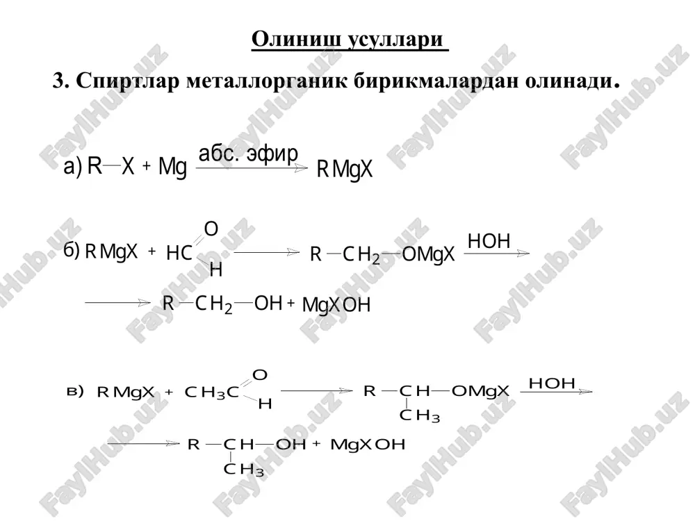 x + o h h hxroh +  +  ro h h + x  + rx + o h h r o h + s o c l 2 r c l + s o 2 h c l + roh + socl 2 rcl + so 2 hcl + r o h + s o c l 2 r o h s c l o c l r o s c l o h c l r c l s o 2 h c l + + + d + d + roh + socl 2 ro h s cl o cl ro s cl o hcl rcl so 2 hcl + + +  +  + r o h + c o 4 ; h c o ( ) c o n i ( ) c o 4 r c o o h tetrakarbo- nilgidrid …
