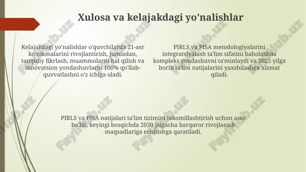 pirls va pisa xalqaro baholash dasturlarining mazmun mohiyati - Page 4