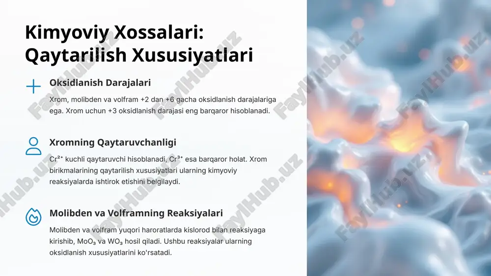 6-bguruh elementlarining umumiy tavsif hamda qaytaruvchanlik xossalari - Page 4