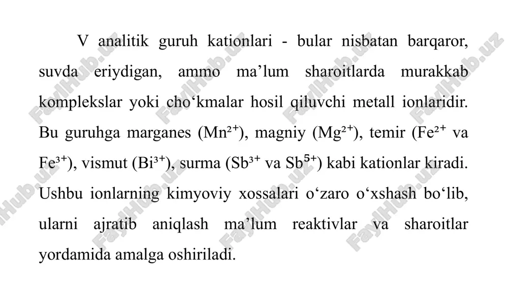 vanalitikguruhkationlarining umumiy tavsifi va guruh reagentlari ta'siri - Page 4