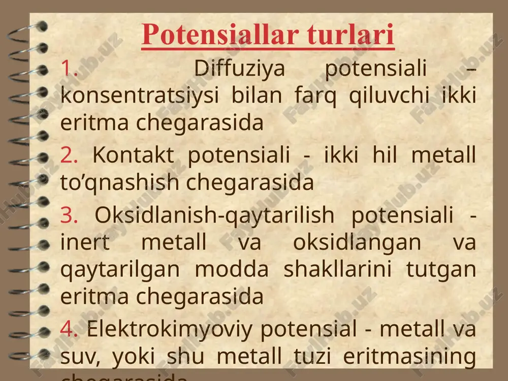 elektrodlardagi jarayonlar. oksidlanish-qaytarilish potensiallari - Page 4