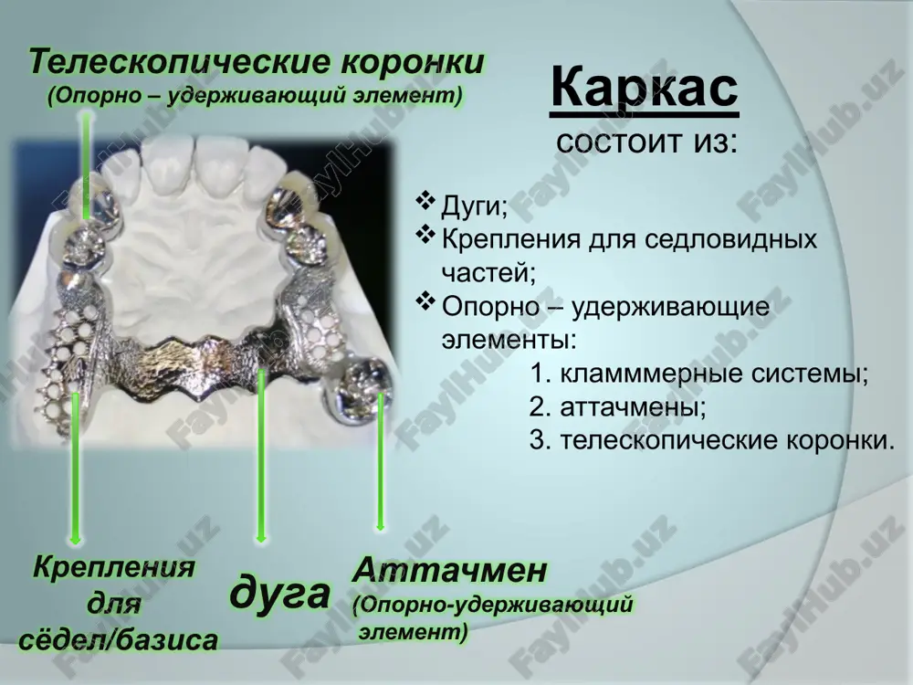 ix parodonta i vid prikusa. neobxodimo, chtobi na chelyusti bilo ne menee 6 zubov. pogrujenie proteza v slizistuyu obolochku predotvrashaetsya primeneniem okklyuzionnix nakladok. dlya etix tseley naibolee chasto primenyaetsya sistema klammerov ney. klinicheskie i funktsionalnie trebovaniya k estestvennoy koronke zuba, vibrannoy dlya raspolojeniya oporno-uderjivayushego klammera zub doljen bit ustoychivim. pri patologicheskoy podvijnosti zubov ix sleduet blokirovat s ryadom stoyashimi dlya obrazovaniya ustoychivoy sistemi. zubi s xronicheskimi okoloverxushechnimi vospalitelnimi ochagami mogut ispolzovatsya dlya opori tolko posle uspeshnogo plombirovaniya kanalov. zubi doljni imet virajennuyu anatomicheskuyu formu. dlya klammernoy fiksatsii neprigodni zubi s nizkoy konusovidnoy koronkoy, obnajennoy sheykoy i rezkim narusheniem sootnosheniya dlini klinicheskoy koronki i kornya. eti nedostatki slujat otnositelnimi protivopokazaniyami. posle spetsialnoy podgotovki takie zubi mogut bit vklyucheni v chislo opor klammernoy sistemi. klinicheskie i funktsionalnie trebovaniya k estestvennoy koronke zuba, vibrannoy dlya raspolojeniya oporno-uderjivayushego klammera neobxodimo uchitivat vzaimootnosheniya opornogo zuba s antagonistom. eti vzaimootnosheniya mogut bit nastolko tesnimi, chto daje …