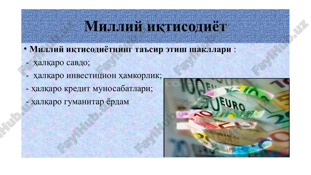 ulayligi indeksi (ease of doing business index) — jahon banki tomonidan ishlab chiqilgan metodologiya asosida tuzilgan turli mamlakatlarda xorijiy kompaniyalar tomonidan biznesni tashkil etish va yuritish imkoniyatlarini umumlashtiruvchi baholash va taqqoslash uchun foydalaniladigan ko'rsatkich. indeksini tuzishning maqsadi mamlakatda biznes yuritish uchun yaratilgan sharoitlar o'rtasidagi munosabatni baholashdan iboratiqtisodiy rivojlanish sur'ati. doing business indeksi baholash mezonlari : biznesni tashkil etishning dastlabki bosqichi( protsedura ,vaqt,minimal kapital, xarajatlar) qurilish uchun ruxsatnoma olishelektr energiyasiga ulanish mulkni ro'yxatga olish kredit resurslarining mavjudligi investorlarni himoya qilish huquqlari soliq yuki tashqi savdo operatsiyalarini o'tkazish tartibi va shartlari shartnoma bo'yicha tomonlar tomonidan majburiyatlarni bajarish kafolatlarining mavjudligikompaniyani yopish tartibi va shartlari doing business reytingi mamllakatlar yil boshiga umumiy reytingdagi o'rni 2014 2018 2019 koreya respublikasi 7 4 5 aqsh 4 6 8 rossiya federatsiyasi 92 35 31 yaponiya 27 34 39 xxr 96 78 46 mongoliya 76 62 74 vetnam 99 68 69 xarid qobiliyati pariteti xarid qobiliyati pariteti (xqp) …