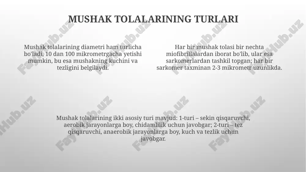 qorin mushaklari topografiyasi to'g'ri qorin mushaklari, o'rta chiziq bo'ylab vertikal ravishda joylashgan bo'lib, 6 ta mushak qismidan iborat va qorin devorining kuchliligiga muhim hissa qo'shadi, topografik jihatdan sternumdan pubik suyagigacha cho'zilgan. qorin mushaklari, 3 qavatdan iborat bo'lib, tashqi qiyshiq, ichki qiyshiq va ko'ndalang qorin mushaklari deb nomlanadi va ularning topografik joylashuvi, qovurg'alar, tos suyagi va o'murtqa ustuniga nisbatan aniq belgilangan. qorin mushaklarining topografiyasi, ularning funktsiyalarini aniqlashda muhim rol o'ynaydi, masalan, qiyshiq mushaklar tananing bukilishi va burilishiga, to'g'ri mushaklar esa tananing egilishiga yordam beradi. ekstremitalar mushaklari topografiyasi oyoq-qo'l mushaklarining 60% dan ortig'i biceps, triceps kabi ikki yoki uch boshli mushaklar bo'lib, bu ularning harakatlarining murakkabligini va kuchini oshiradi. yuqori ekstremiteta 12 juft kranial nervlardan 5 tasi (iii, iv, vi, xi, xii) ko'krak va bel umurtqa pog'onasining mushaklarini innervatsiya qiladi, qo'lning nozik harakatlarini ta'minlaydi. pastki ekstremiteta mushaklarining topografik joylashuvi 3 ta asosiy guruhga (oldingi, orqa va lateral) bo'linadi, har bir guruh o'ziga …