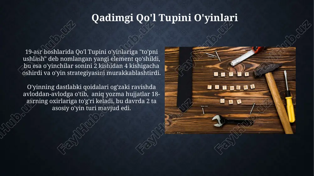 qo'l tupini o'yin qoidalarining rivojlantirish tarixi - Page 4