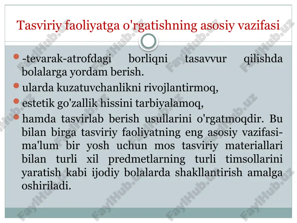 sixologik jihatdan rivojlanadi, turmush tajribalari o'sadi. tarbiyachi bu yoshdagi bolalar bilan rasm bo'yicha mashg'ulot olib borganda bolalarning rasmga nisbatan qiziqishlarini orttiradi. bu guruhda bolalarming rasm ishining sifati emas, balki ish jarayoni qiziqtiradi. rasm boyicha barcha guruh bolalari tarbiyachining og'zaki ko'rsatmalarini tinglashga, tarbiyachining ko'rsatib bergan usullarint bajarishga o'rganib boradilar. bu yoshdagi bolalar rasm faoliyatida tezda o'yin faoliyatiga o'tish bilan ajralib turadi. masalan: doirachalar chizib, uni ichini qalam bilan urib chiqib, uni qush don cho'qiyapti deb ifodalaydi. bunda yosh bolalarning rang tanlash malakasi shakllanadi. bolaning diqqatini ularga yoqqan ranglar tortadi. bolalar tasvirlash jarayonida so'z bilan ifodalashga o'rganadilar. rasmda tasvirlay olmagan voqealarni so'z bilan to'ldiradi. bolalarda mustaqillik, faollik o'sadi. tarbiyachi bolalarga mashg'ulotda olgan bilim va ko'nikmalardan mustaqil foydalanish imkoniyatini tug‘diradi. mazmunli rasm chizishning asosiy maqsadi bolaning atrof-muhitdan olgan taassurotlarini ifodalashga o'rgatishdir. mazmunli rasm-bu bir necha mazmunning ma'lum rangda tasvirlanishini tushuniladi. bolalar qaysi mazmun bo'yicha rasm chizadilar? bolalar kichik hikoya, ertak asosida va bolalarni …