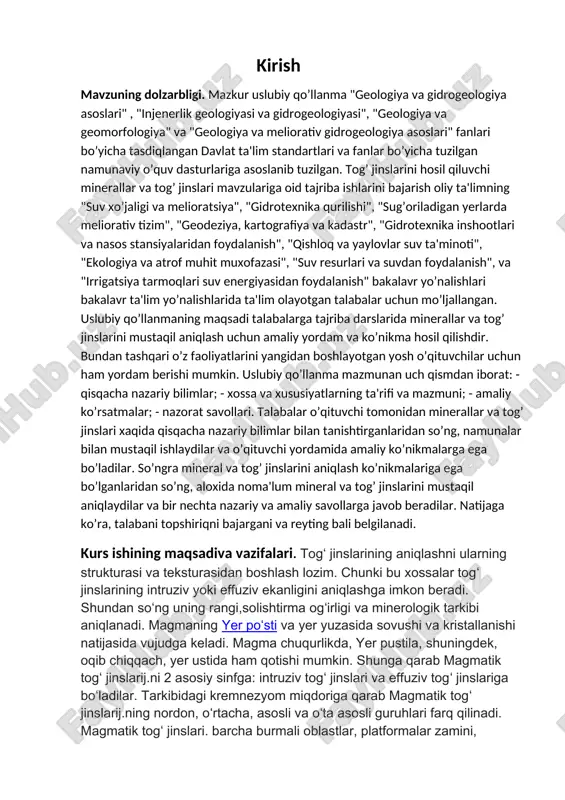elgilaydi (qarang togʻ jinslari tuzilishi). choʻkindi togʻ jinslari shakli va hajmi turlicha boʻlgan qatlam, linza va boshqa shakllardagi geologik jismlar hosil kilib, yer po'stida normal gorizontal, qiya yoki murakkab burmalar tarzida yotadi. ushbu jismlarning ichki tuzilishi (donalar zarralarning o'zaro joylashuvi va yoʻnalishi bilan bogʻliq) va boʻshliqni qay yoʻsinda toʻldirishi choʻkindi togʻ jinslari tekisturasi deyiladi. choʻkindi togʻ jinslari quyidagicha hosil boʻladi: tub togʻ jinslarining yemirilishidan paydo boʻlgan dastlabki mahsulot suv, shamol, muzliklar bilan koʻchib, quruqlik yuzasi va suv havzalariga choʻkadi. natijada turli xil komponentlardan tuzilgan boʻsh va gʻovak, suvga toʻyingan choʻkindi hosil boʻladi. bu choʻkindi murakkab va xilma-xil fizik-kimyoviy (qisman biologik) sistemadan iborat boʻlib, vaqt oʻtishi bilan asta-sekin choʻkindi jinsga aylanadi (qarang litogenez). choʻkindi togʻ jinslarining tasnifi ularning tarkibi va genezisiga koʻra 10 dan ortiq guruhga ajratiladi: chaqiq jinslar, gillar, glaukonitli, glinozyomli, temirli, marganetsli, fosfatli, kremniyli, karbonatli jinslar, tuzlar, kaustobiolitlar va boshqa asosiy guruhlardan tashqari aralash tarkibli jinslar ham bor. choʻkindi …