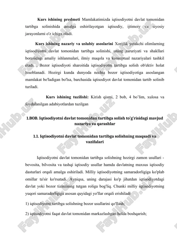 isodiyotdagi rolini oshirish masalasi j.m. keynsning «ish bilan bandlik, foiz va pulning umumiy nazariyasi» (1936 yil) nomli kitobida o'z aksini topdi. bu kitobda muallif davlat fiskal va kreditli tartibga solish vositalaridan foydalanib, jamiyatning yalpi talabini rag'batlantirishni va aholining ish bilan bandligini ta'minlashi zarurligini isbotlaydi. aqt u yoki bu tovarni iste'mol qilishning oqibatlarini ob'ektiv baholay olmaydi. shu nuqtai nazardan, davlat foydali iste'molni kengaytirish va aksincha sog'liqqa salbiy ta'sir ko'rsatuvchi tovarlar iste'molini cheklash vazifasini o'z zimmasiga oladi. to'rtinchidan, davlat o'z zimmasiga bozorning tabiatidan kelib chiqadigan ayrim holatlarni qisman yengillashtirish vazifasini oladi. beshinchidan, hozirgi sharoitda barqaror, izchil iqtisodiy o'sishni rag'batlantirish vazifasi ham davlatning zimmasiga tushadi. iqtisodiyotni davlat tomonidan tartibga solishning ma'lum chegaralari ham mavjud bo'lib, ular davlatning ishlab chiqarish samaradorligiga ta'siridan kelib chiqadi. iqtisodiyotga davlatning har qanday aralashuvi ma'lum xarajatlarni taqozo etadi. ularga eng avvalo tartibga solishni tashkil etish va amalga oshirish bo'yicha xarajatlarni kiritish mumkin. shuningdek, tartibga solishning u yoki bu shakli …