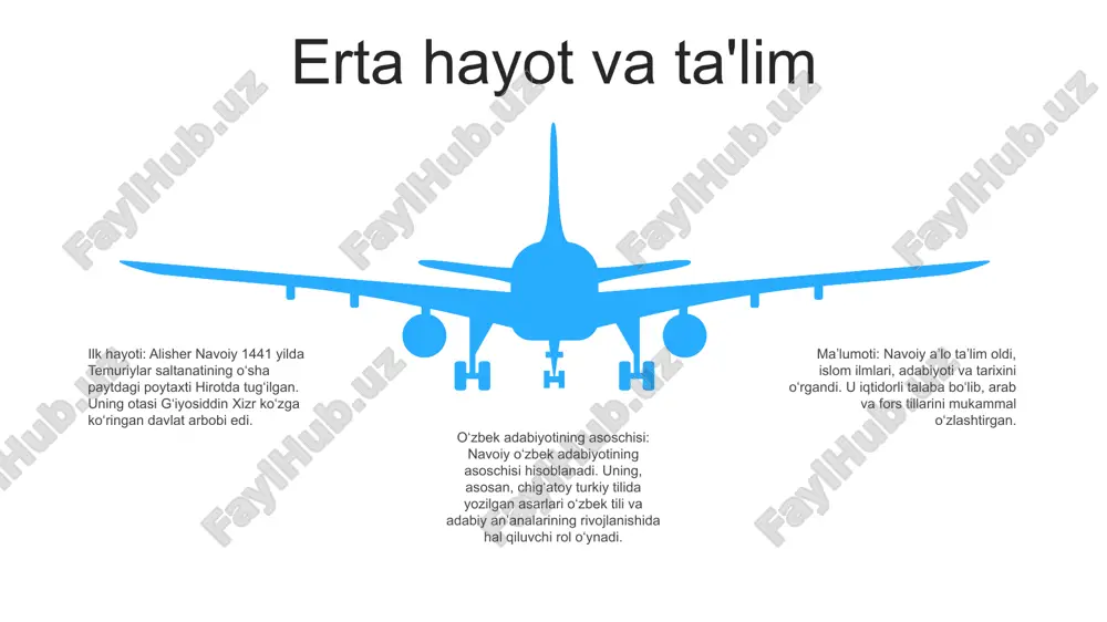 y o‘z she’riyatidan qashshoqlik, adolatsizlik, zulm kabi jamiyat muammolarini hal etishda foydalangan, jamiyatning adolatli va adolatli bo‘lishini targ‘ib qilgan. 03 o‘zbek adabiyotining asoschisi: navoiy o‘zbek tilini adabiy vosita sifatida asos solgan va o‘zbek adiblarining keyingi avlodlariga zamin yaratgan o‘zbek adabiyotining asoschisi sifatida keng e’tirof etilgan. falsafiy va mistik mavzular falsafiy mavzular:- gumanizm va individuallik- shaxsiy kamolotga intilish- bilim va aqlning ahamiyati- barcha mavjudotlarning o'zaro bog'liqligi. mistik mavzular:- ma'naviy rivojlanishda sevgining o'rni - o'z-o'zidan o'tish zarurati - xudo va yaratilishning birligi - imonning o'zgartiruvchi kuchi oʻzbek adabiyoti asoschisi a.navoiy:- alisher navoiy xv asr oʻzbek shoiri, yozuvchisi va faylasufi boʻlgan.- u oʻzbek adabiyotining asoschisi sanaladi.- uning asarlarida muhabbat, goʻzallik, tasavvuf, ijtimoiy adolat mavzulari tadqiq etilgan. – temuriylar uyg‘onish davrining ko‘zga ko‘ringan namoyandasi edi. s w o t swot poetik shakldagi yangilik g‘azal shakli: o‘zbek adabiyotiga birinchi bo‘lib g‘azal shaklini alisher navoiy kiritgan. o‘zbek adabiyotida yangilik: navoiy g‘azallari o‘zbek tilidagi qo‘llanish va tadqiq …