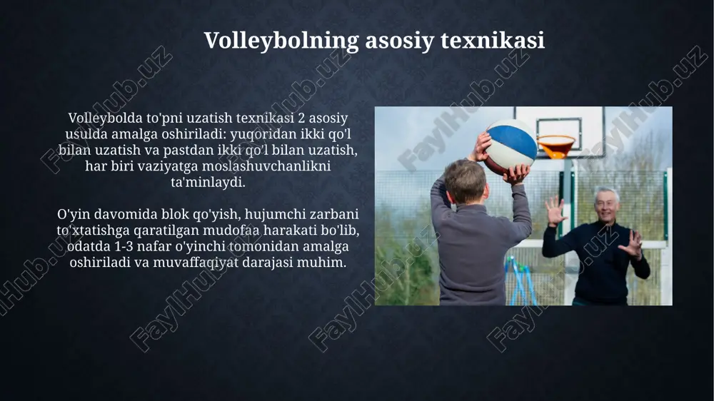 lok qo'yish, himoya va hujum kombinatsiyalarini o'z ichiga olgan simulyatsiyalar o'yinchilarga 7 marta gol urishga yo'naltirilgan kichik o'yinlar orqali tezkor harakat qilishga imkon beradi. xulosa xulosa qismida o'quvchilarga o'tilgan 5 asosiy texnikani takrorlash, ularning 3 tasi eng muhim jihatlarini aniqlash orqali mustahkamlash tavsiya etiladi. murabbiy o'quvchilarga 4 haftalik mashg'ulotlar davomida egallangan bilimlarini amaliy o'yinlarda qo'llash va baholash imkoniyatini taqdim etishi kerak. e'tiboringiz uchun rahmat image2.png image3.jpg image4.jpg image5.jpg image6.jpg image7.jpg image8.jpg image9.jpg image10.jpg image11.jpg image12.jpg image13.jpg image14.jpg image15.jpg image16.jpg image17.jpg image18.jpg image19.jpg
